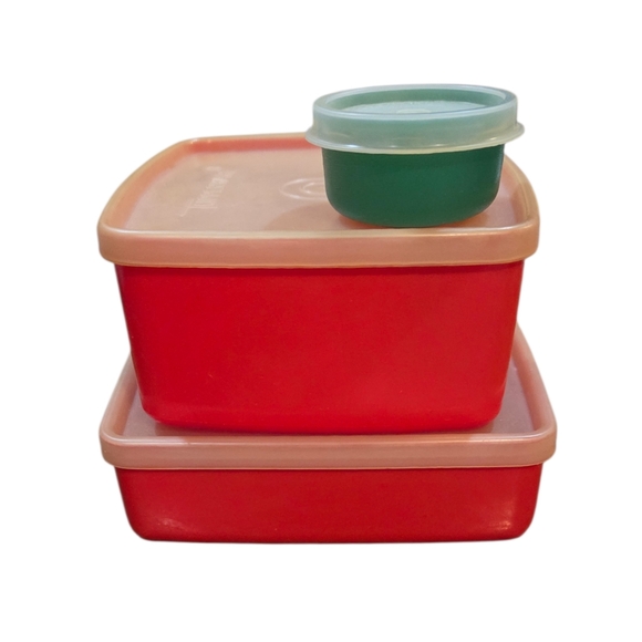 Tupperware Other - Vintage Tupperware Set of 3 Red and Green Quality Food Storage Containers